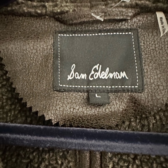 Sam Edelman Women's Sydney Hooded Faux Shearling Dark Olive Jacket size L - Picture 5 of 16